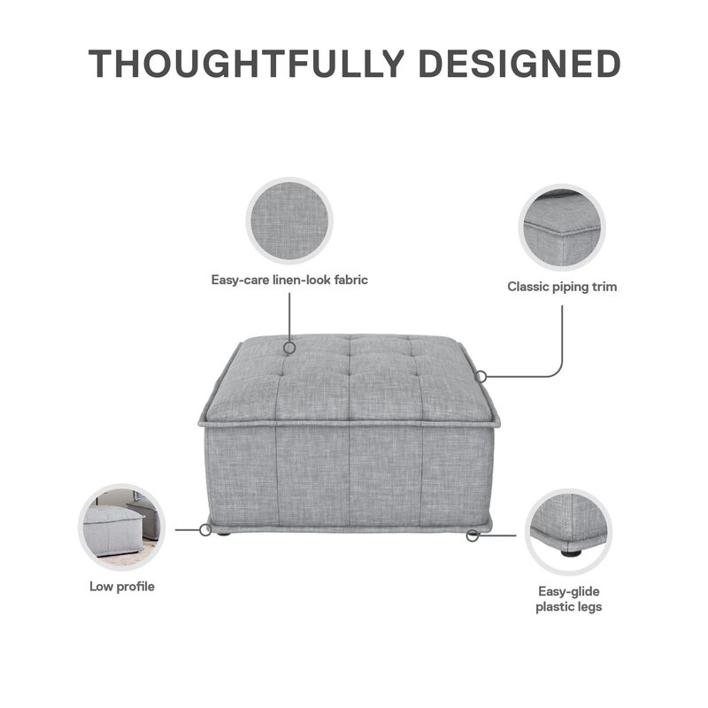 Amos Modular Ottoman for Sectional Sofa, Gray Linen