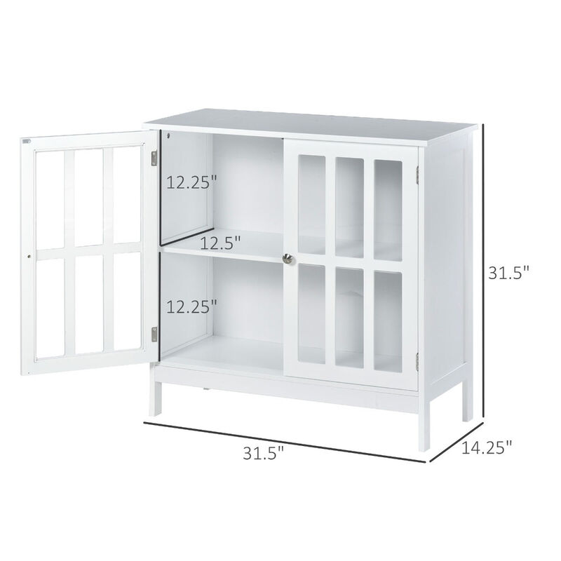 White Kitchen Storage: Buffet Sideboard with Transparent Doors