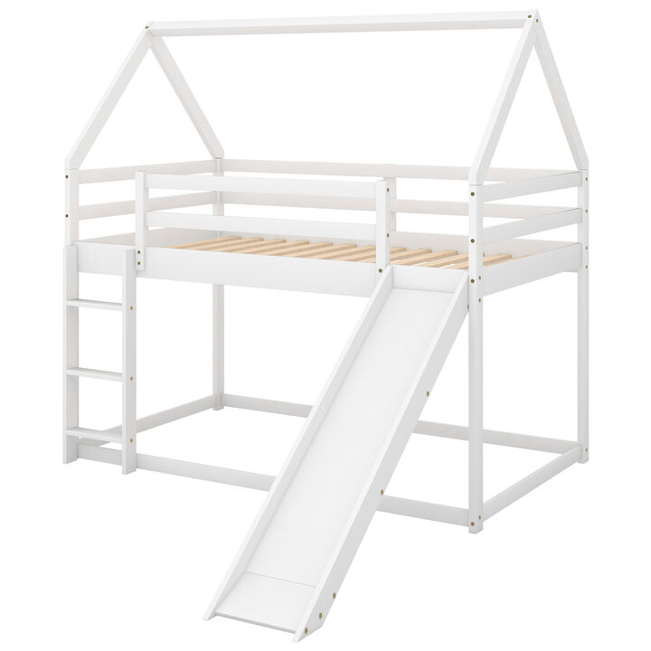 Merax Twin Size Bunk House Bed with Slide and Ladder.