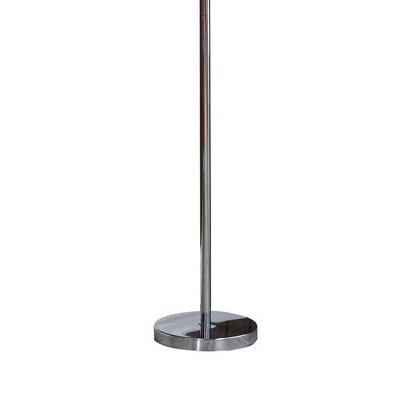 Finn 63 Inch Glamorous Floor Lamp, Rose Accent Shade, 100W, Yellow, Silver-Benzara