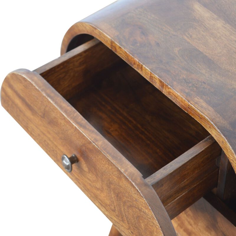 Chestnut Circular 2 Drawer Solid Wood Nightstand