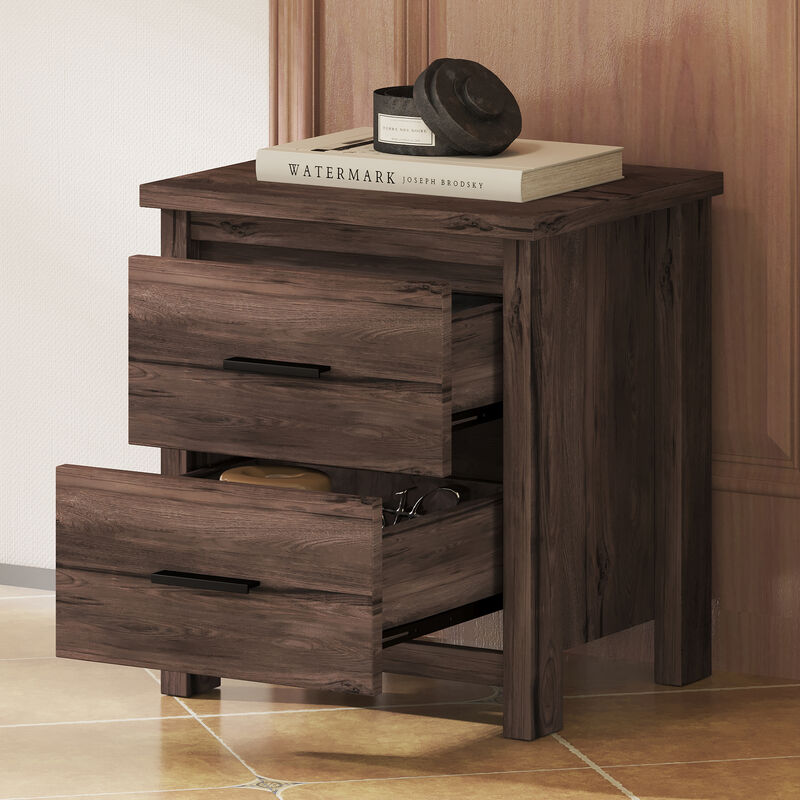 Merax Vintage 2-Drawer Wooden Nightstand