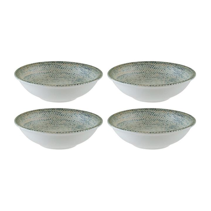 Sway dia.8" h:1.5" 17 oz. Round Decorated Porcelain Bowl (Set of 4)