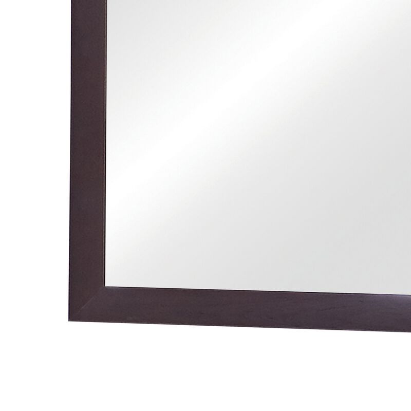 Mirror with Wooden Frame and Mounting Hardware, Espresso Brown-Benzara