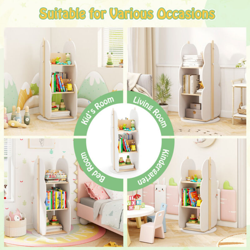 360° Kid's Rotating Bookshelf Toy Storage Organizer with 5 Shelves