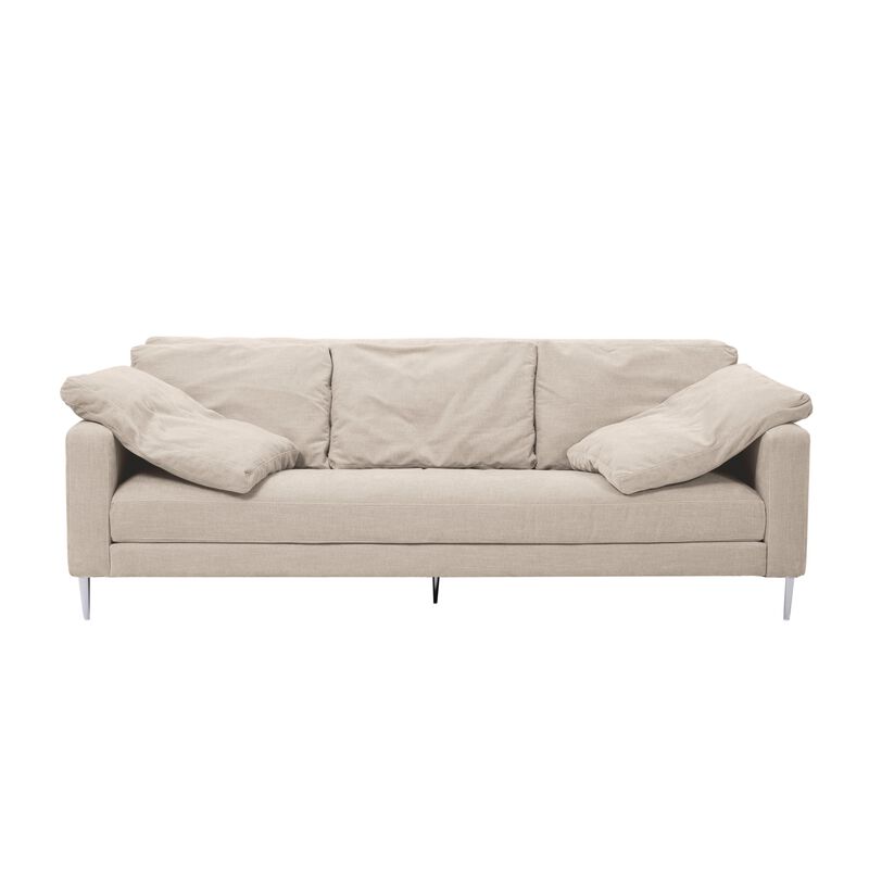 Vari Beige Textured Velvet Lounge Sofa