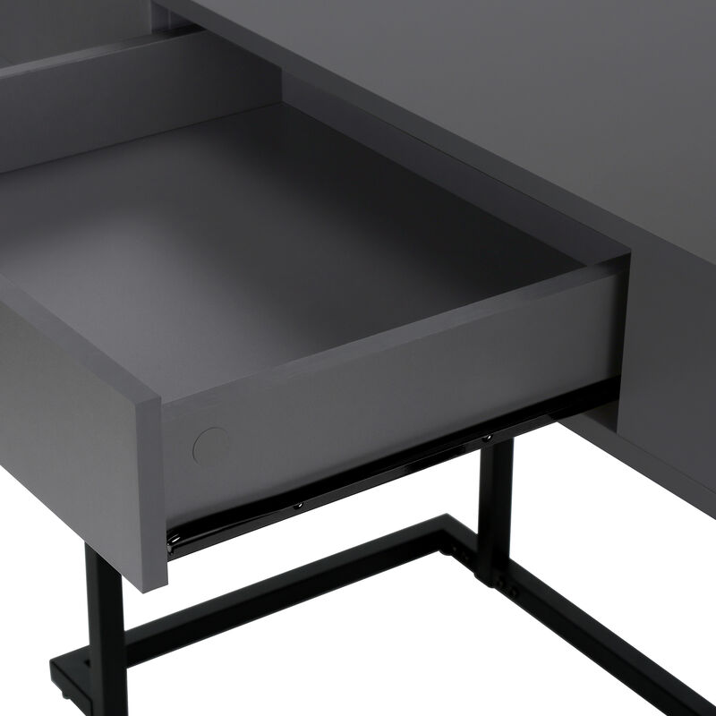 Monarch Specialties I 7386 Computer Desk, Home Office, Laptop, Storage Drawers, 42"L, Work, Metal, Laminate, Grey, Black, Contemporary, Modern