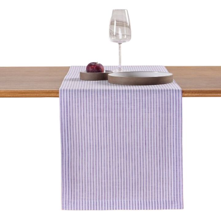Solino Home 100% Pure Linen Table Runner 14 x 36 Inch | Narrow Stripe