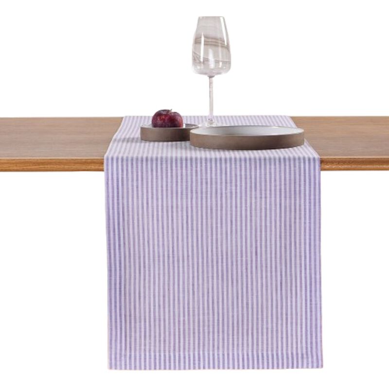 Solino Home 100% Pure Linen Table Runner 14 x 36 Inch | Narrow Stripe