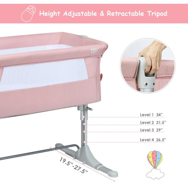 Hivvago Travel Portable Baby Bed Side Sleeper  Bassinet Crib with Carrying Bag