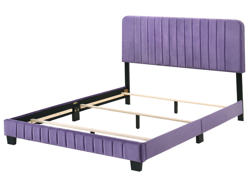 Lodi Velvet Upholstered Channel Tufted Queen Panel Bed