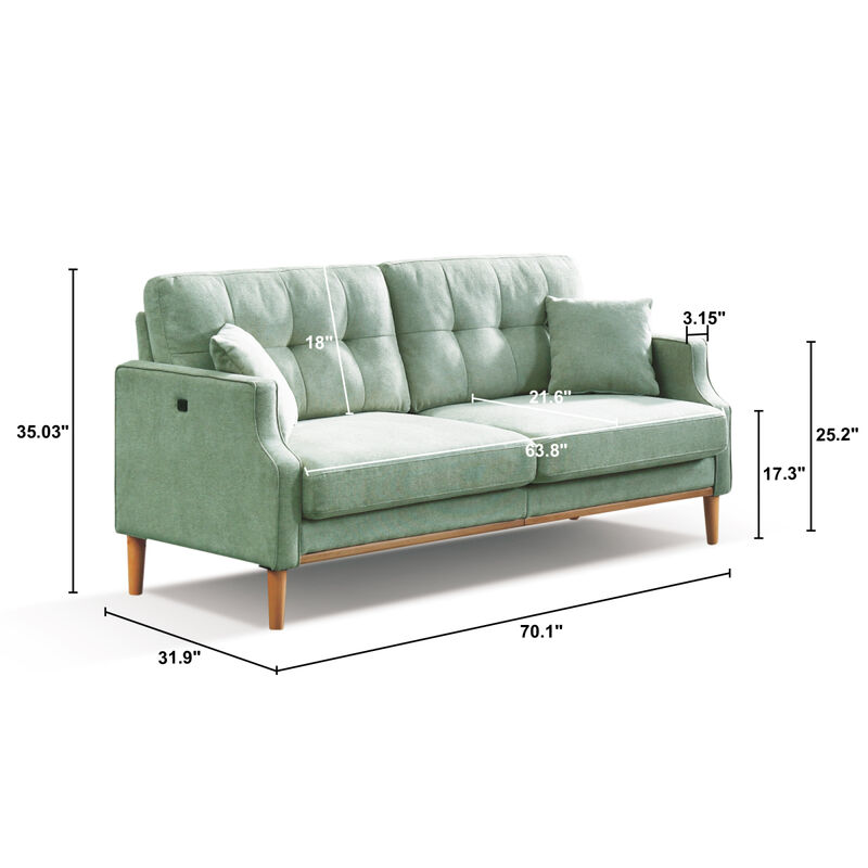 Living Space Sofa 3 Seater With Waterproof Fabric, USB Charge Port