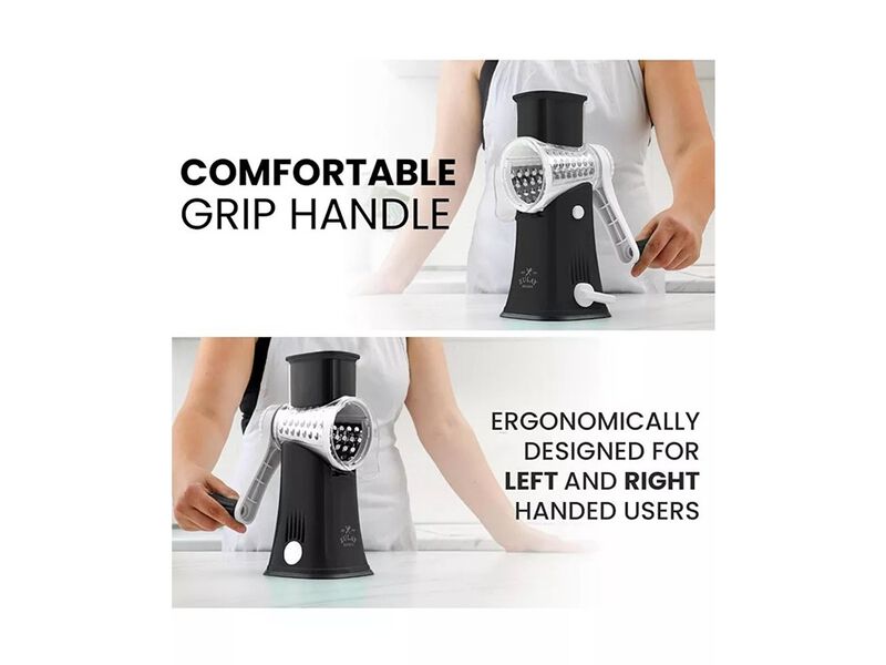Zulay Kitchen 5 Blade Rotary Cheese Grater with 5 Interchangeable Drums Hand Crank Cheese Shredder and Slicer with Reinforced Suction