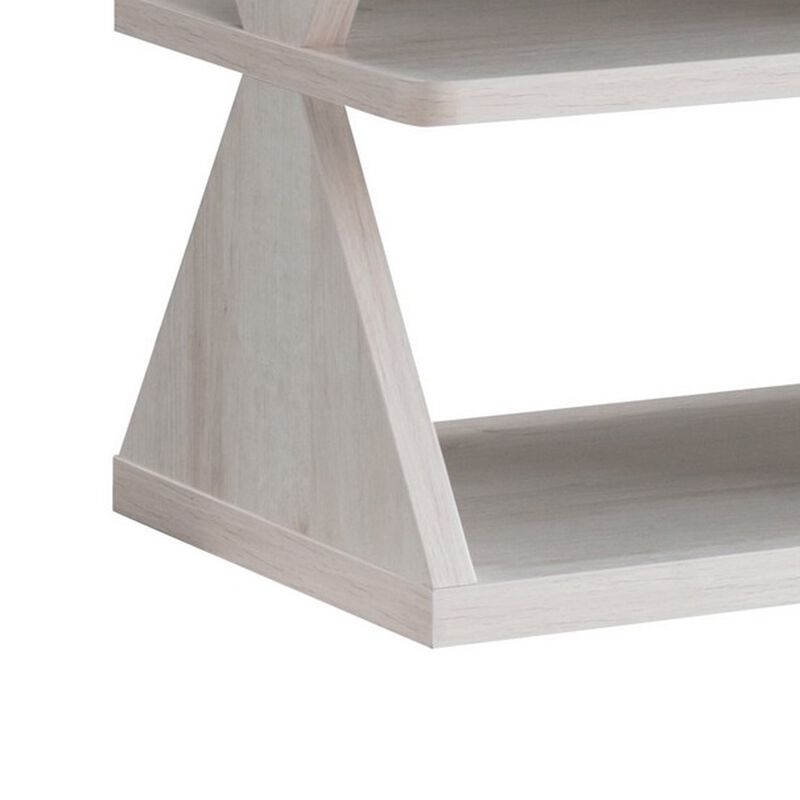 60 Inch TV Media Entertainment Console with 4 Shelves, 3 Drawers, Oak White-Benzara