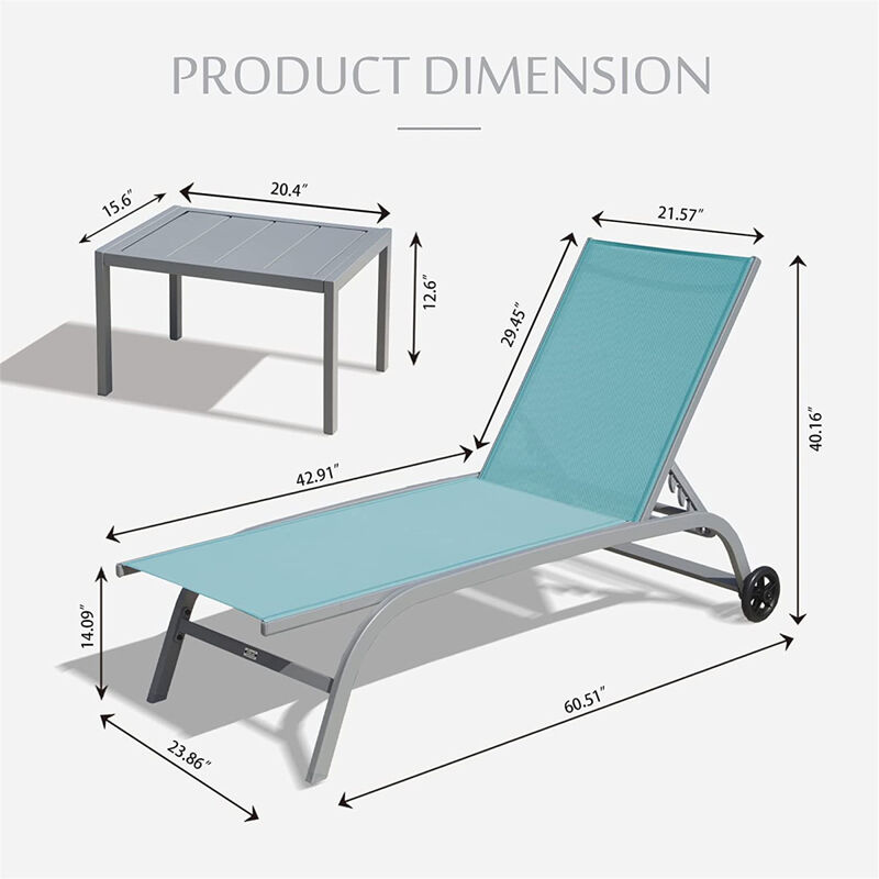Turquoise Blue Outdoor Chaise Lounge Set
