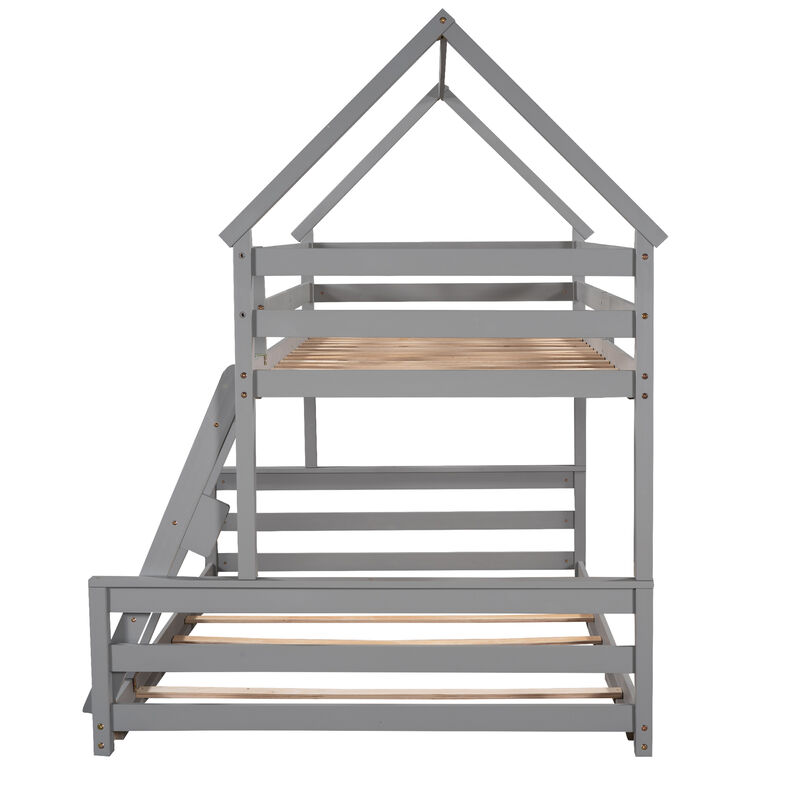 Merax House Bunk Bed with Built-in Ladder