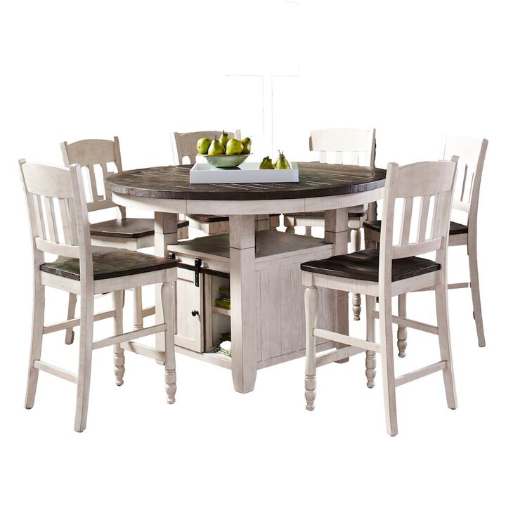 Jofran Seven Piece Reclaimed Solid Wood Counter Height Round Dining Set