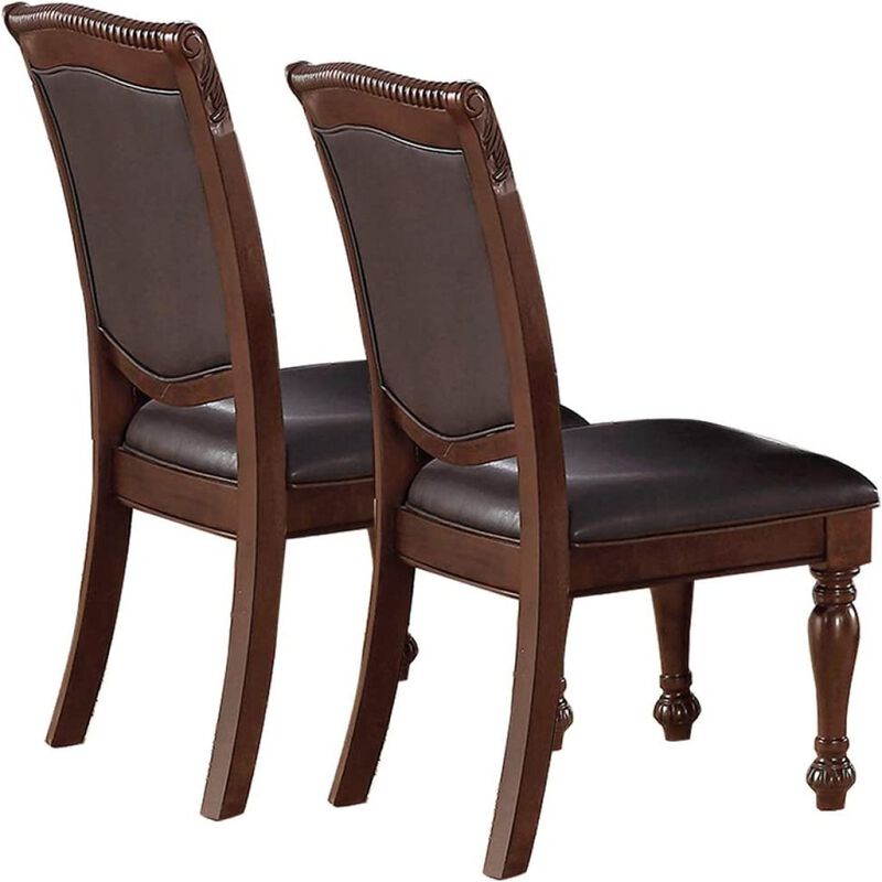 Brown Faux Leather Side Chairs - Set of 2