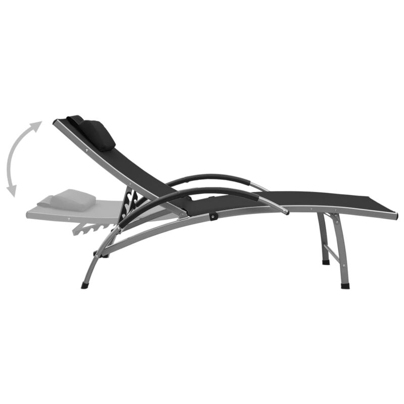 vidaXL Sun Lounger Textilene and Aluminum Black