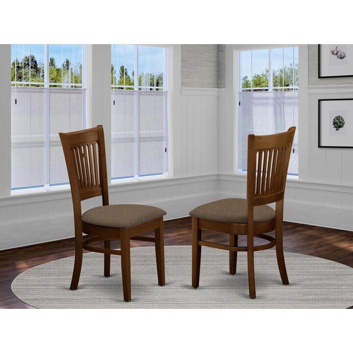 East West Furniture VAC-ESP-C Vancouver Linen Fabric Seat Chairs for dining room - Espresso Finish