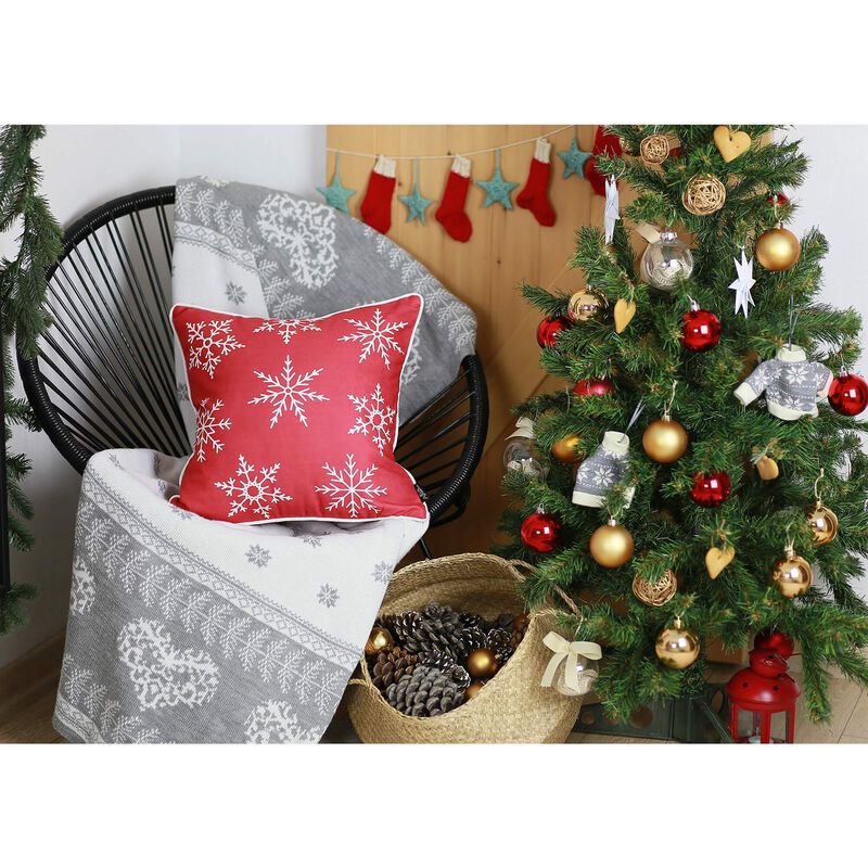 Hivvago Set Of Four Red 18" Christmas Snowflakes Throw Pillow Covers