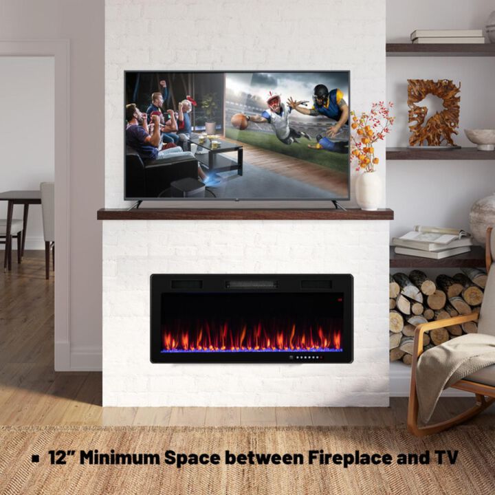 Hivvago 40 Inch Electric Fireplace, Recessed and Wall Mounted Design