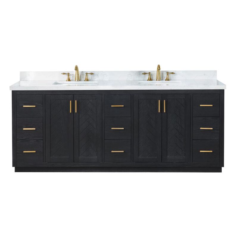 Altair 84 Double Bathroom Vanity Set in Black Oak without Mirror