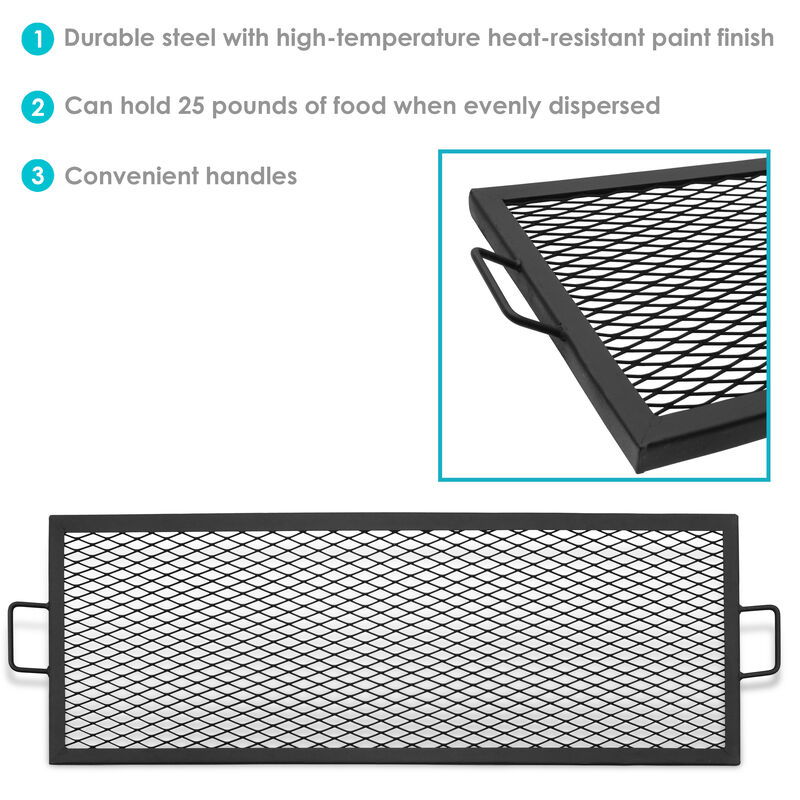 Sunnydaze Black Steel X-Marks Fire Pit Cooking Grill with Handles