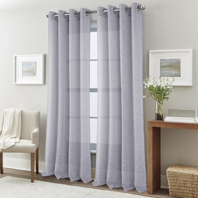 RT Designers Collection Dexter Linen Texture Grommet Light Filtering Window Curtain Panel 54" x 90" Silver
