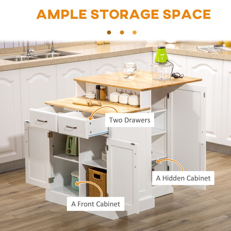 White Kitchen Sideboard: Buffet Cabinet with Wood Countertop