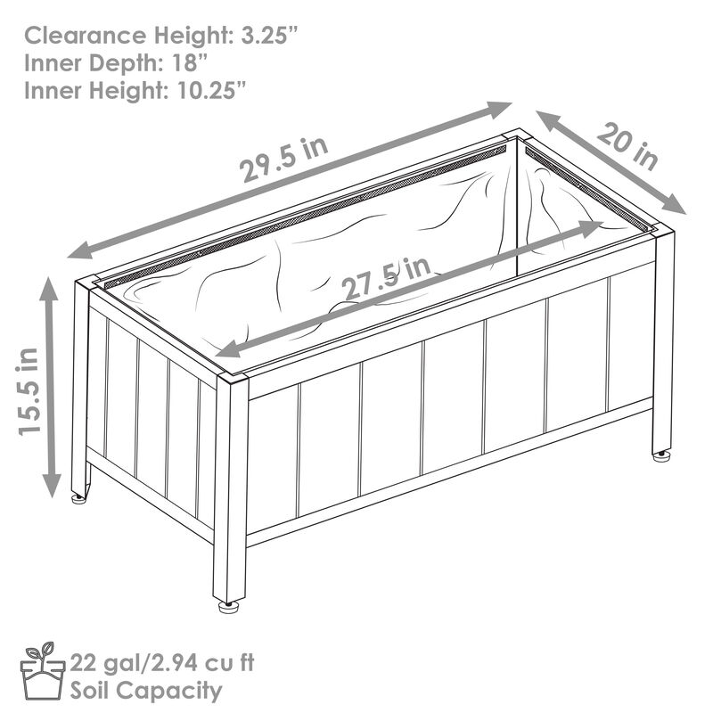 Acacia Wood Steel-Framed Planter Box with Removable Planter Bag