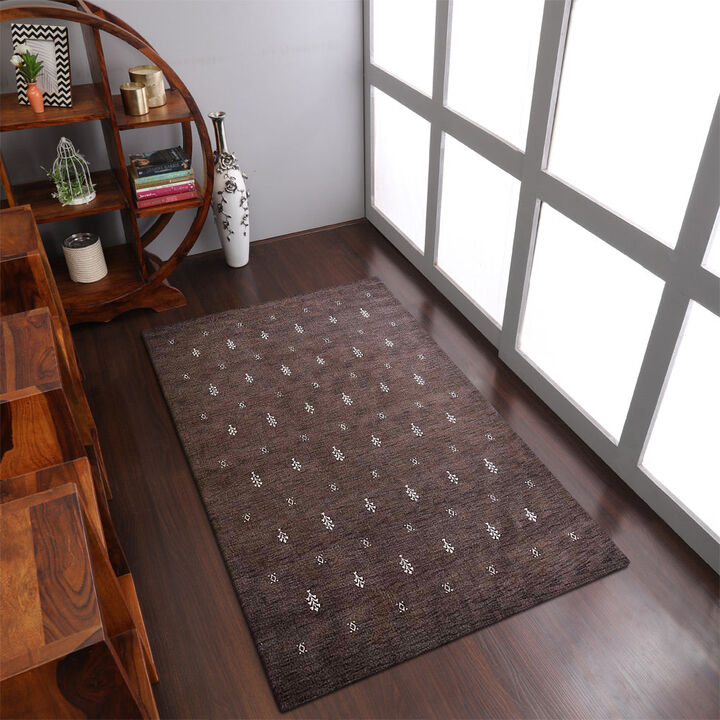 Rugsotic Carpets Hand Knotted Loom Wool 3'x5' Area Rug Contemporary Brown White L00501