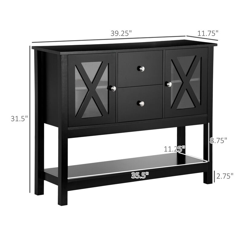 Black Dining Storage: Modern Buffet Cabinet with Glass Door