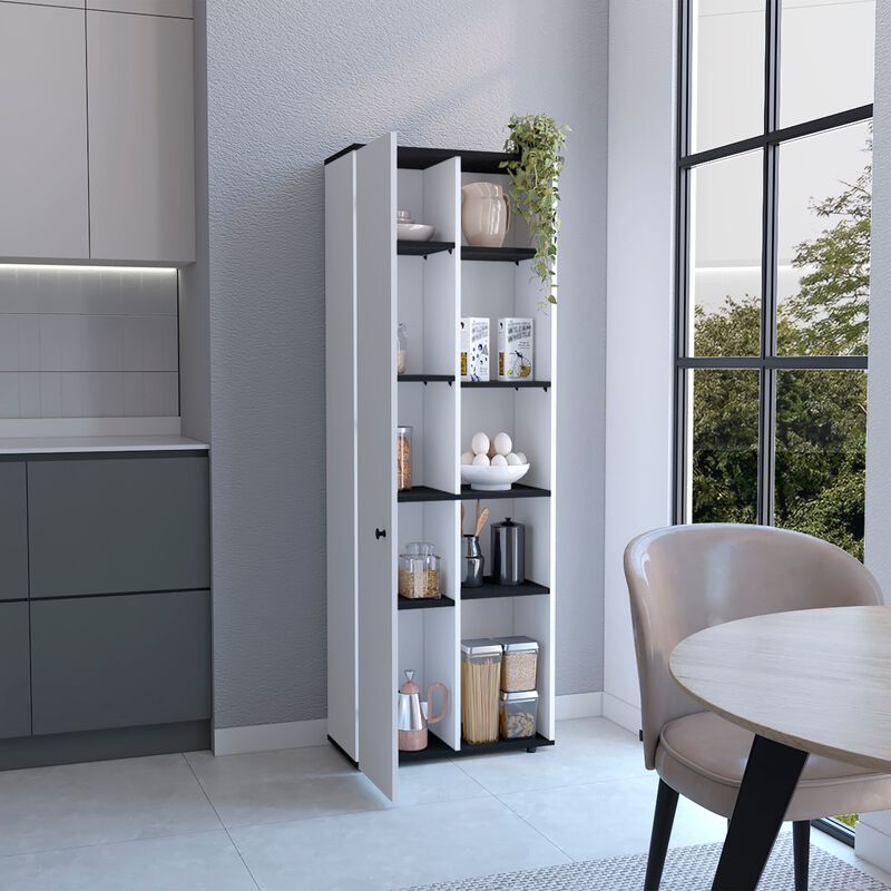 Hoyt Kitchen Pantry Storage Cabinet With and Five Interior and Exterior Shelves