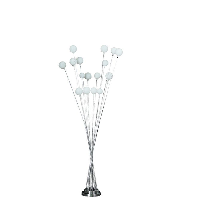 61.5" In 16-Light Acrylic Globe Aluminun LED Chrysanthe Silver Chrome Metal Floor Lamp