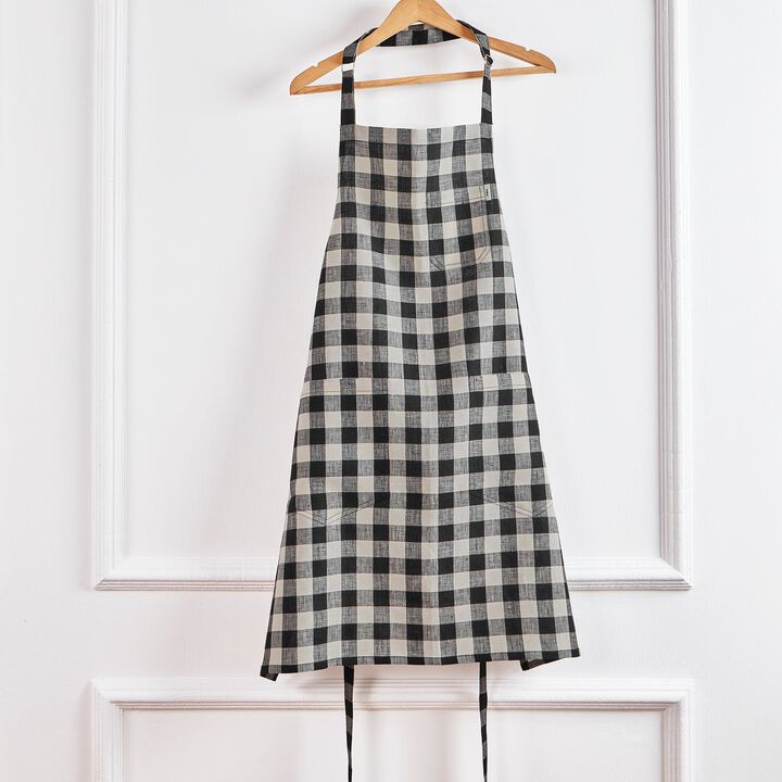 Solino Home 100% Pure Linen Bib Apron 33 x 30 Inch