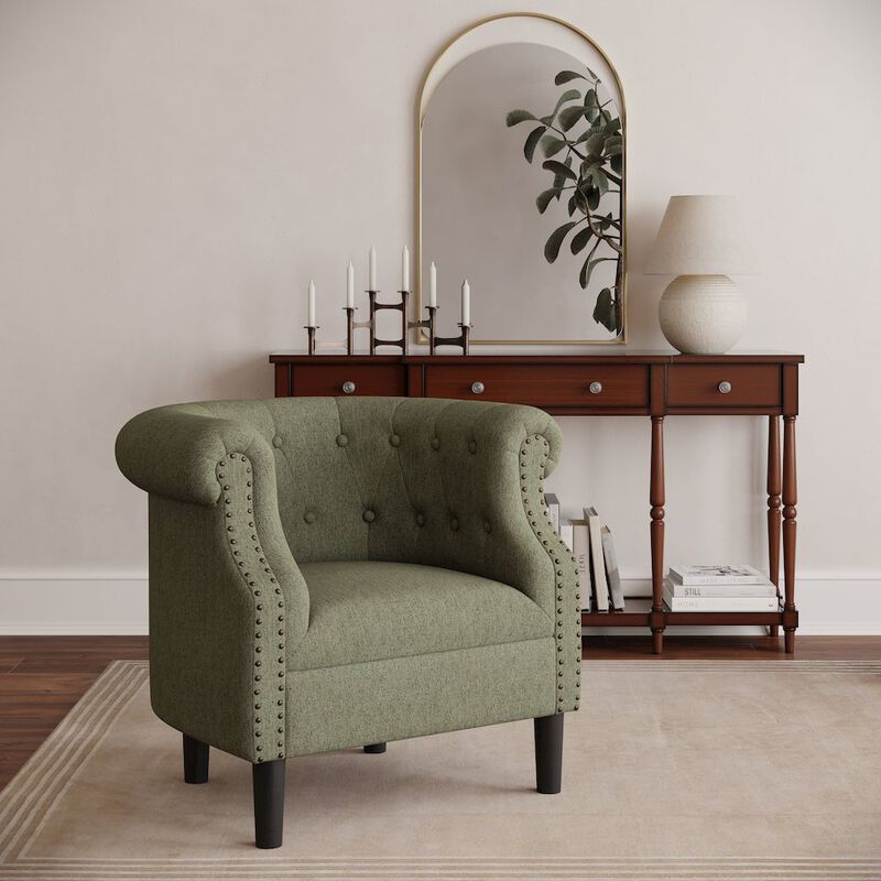 Jofran Contemporary Upholstered Barrel Curved Back Accent Chair