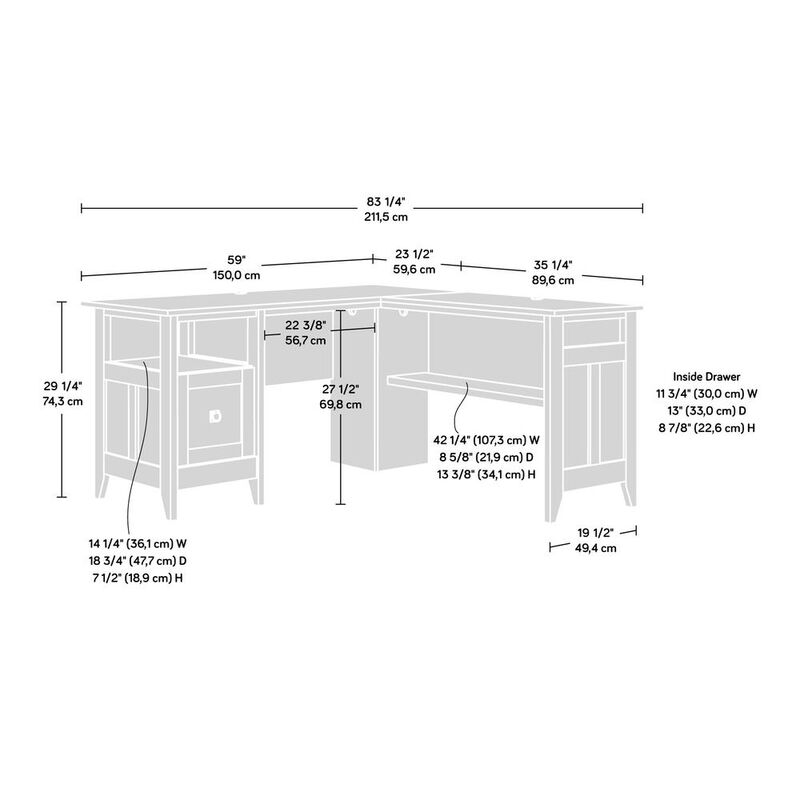 Sauder August Hill  L-Desk Mystic Oak/Raven Oak