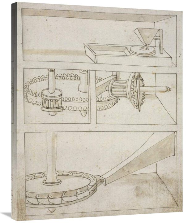 Mill with horizontal water wheel-Canvas Art-28x35