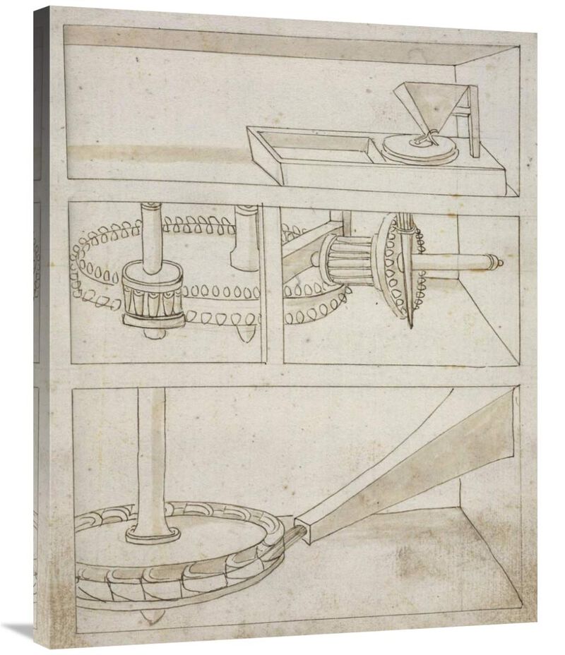 Mill with horizontal water wheel-Canvas Art-28x35