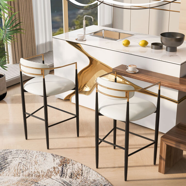 Merax Counter Height Upholstered Bar Stools with Metal Legs( 2 PCS)