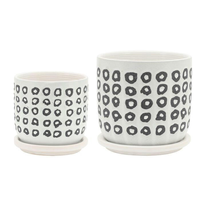 Aztec Planter with Saucer, Black