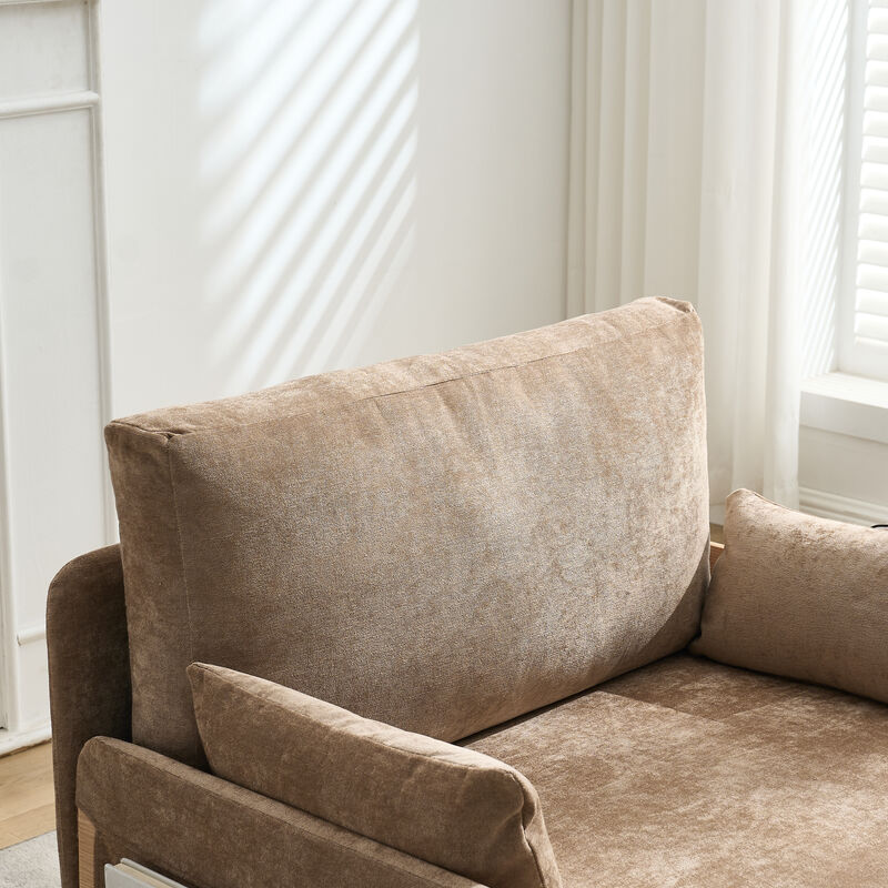 Merax Foldable Chenille Sofa Chair Convertible Futon Sleeper