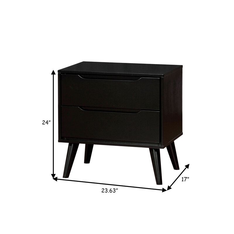Lennart Mid Century Modern Nightstand, Black-Benzara