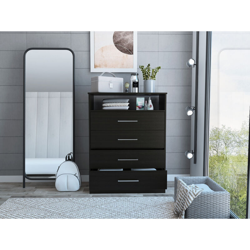 Cassville 4-Drawer 1-Shelf Dresser Black Wengue