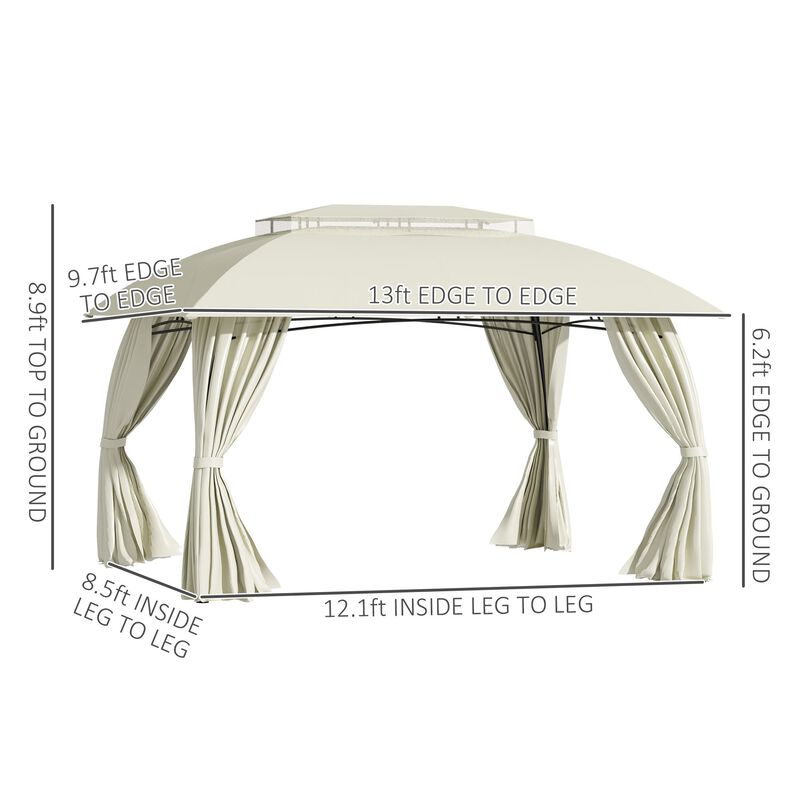 Beige Garden Structure: 13x10 Patio Gazebo with Double Vented Roof