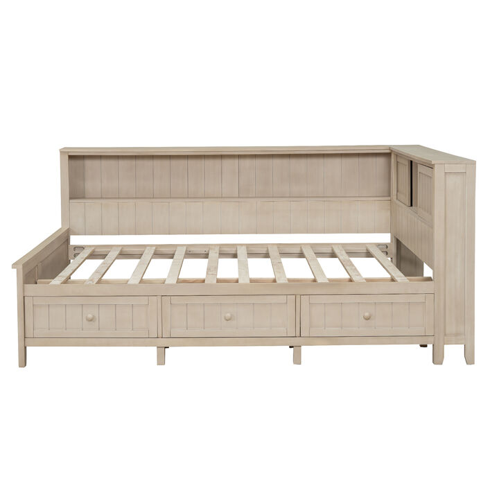 Merax Daybed with Storage Shelves and 3 Drawers