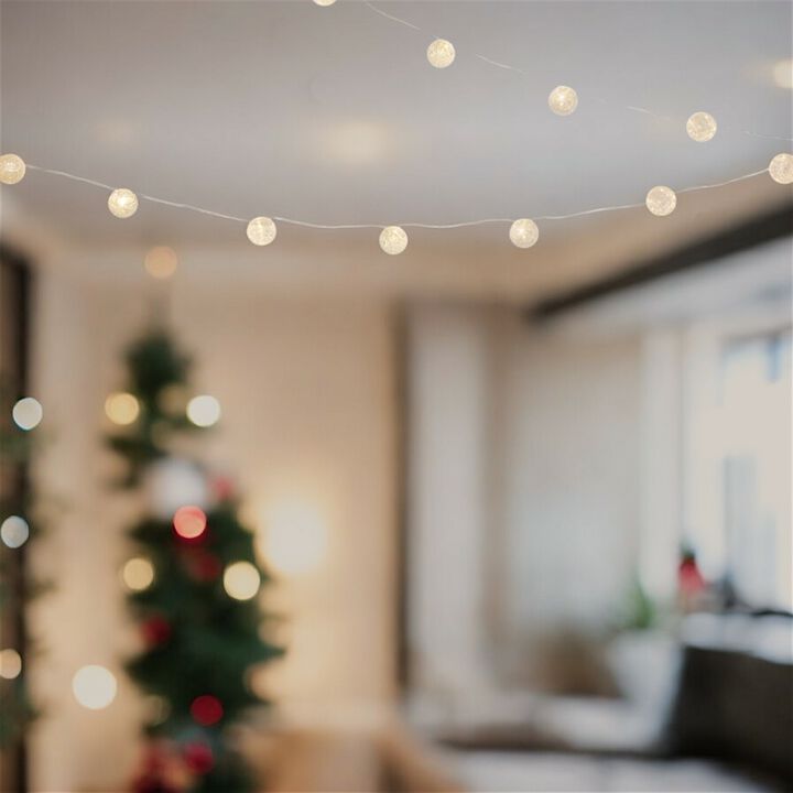 LED Crackle Glass Ball String Lights for Festive Home Accents