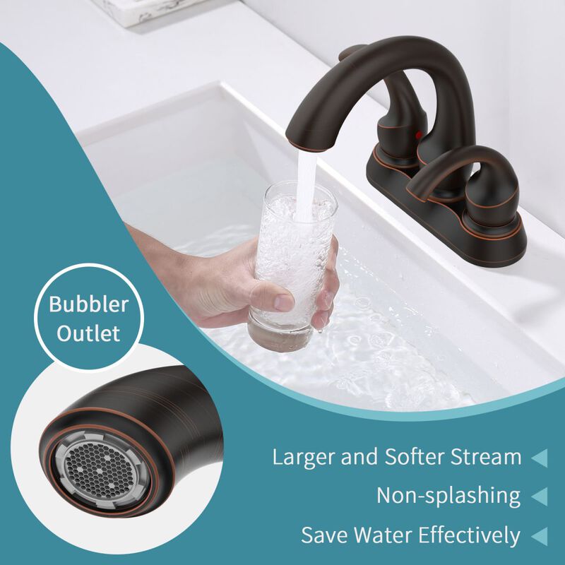 Elegant 2-Handle Centerset Bathroom Faucet with Swan Spout and Water Hoses
