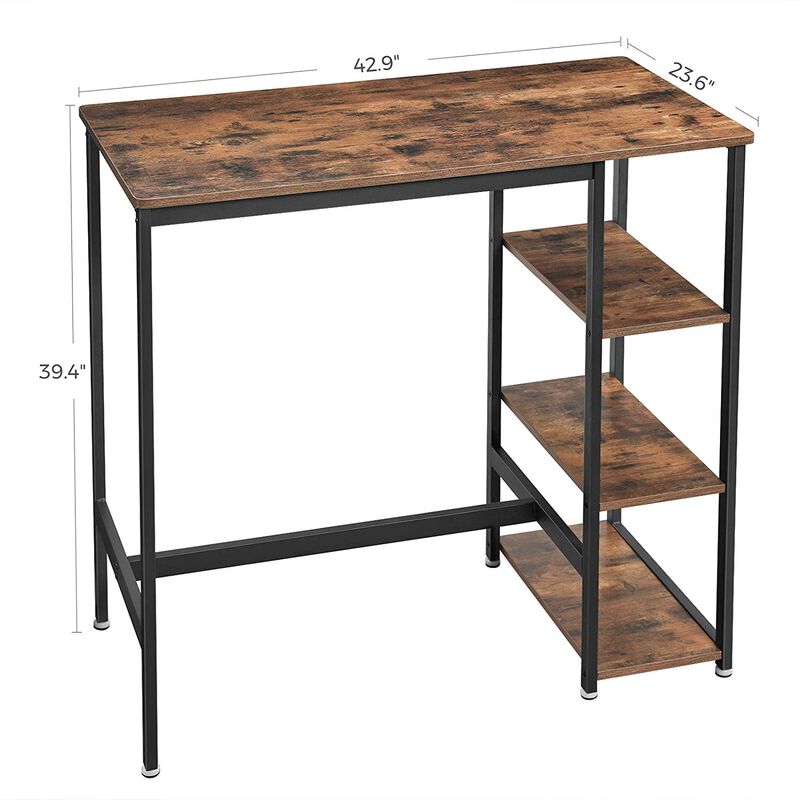 Bar Table, High Dining Table with 3 Storage Shelves